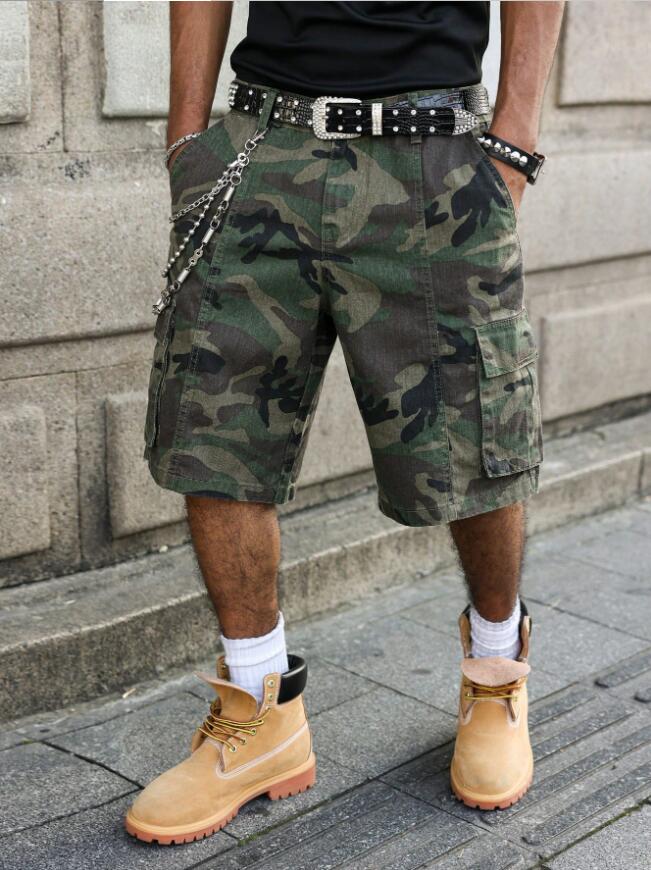 Camo jorts Mens Casual Denim Camouflage Cargo Shorts Jorts For Summer Straight opening Shorts Men Going Out Hang Out Commute Street pants
