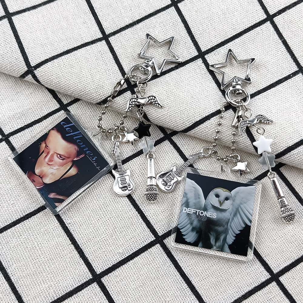 Designer Y2K Key Chain Vintage 2026 Acrylic Printed With Musical Star Charms Beaded Chain Trendy 2026 Designer Backpack Phone Case Hanging Accessory
