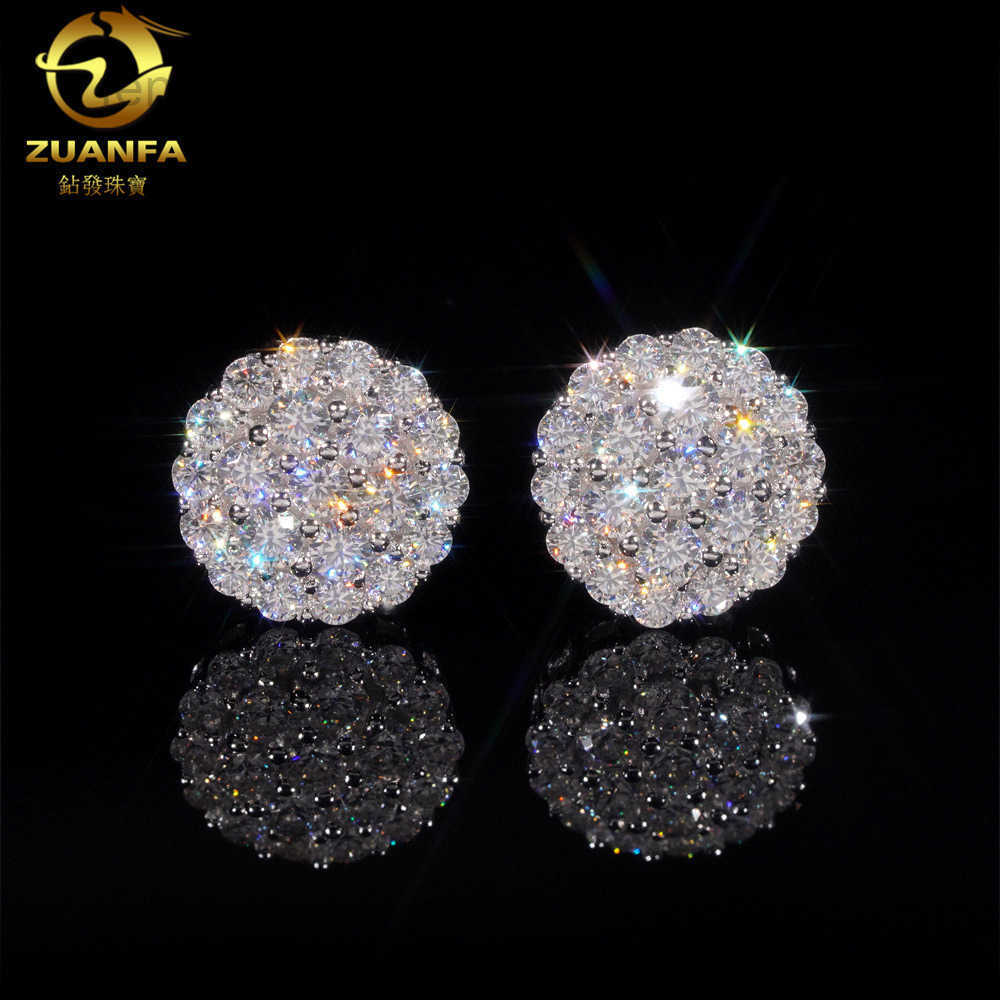 Diamond heating sales new S925 pure silver inlaid with D-color round Mozambique earrings classic earrings for men and women