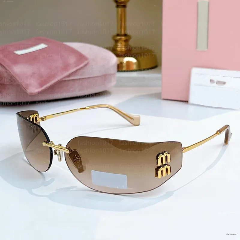 designer lunxury femmes sans cadre mm UV400 anti-rayonnement lunettes de bandeau en forme de miroir incurvé hommes lunettes de soleil mu vintage