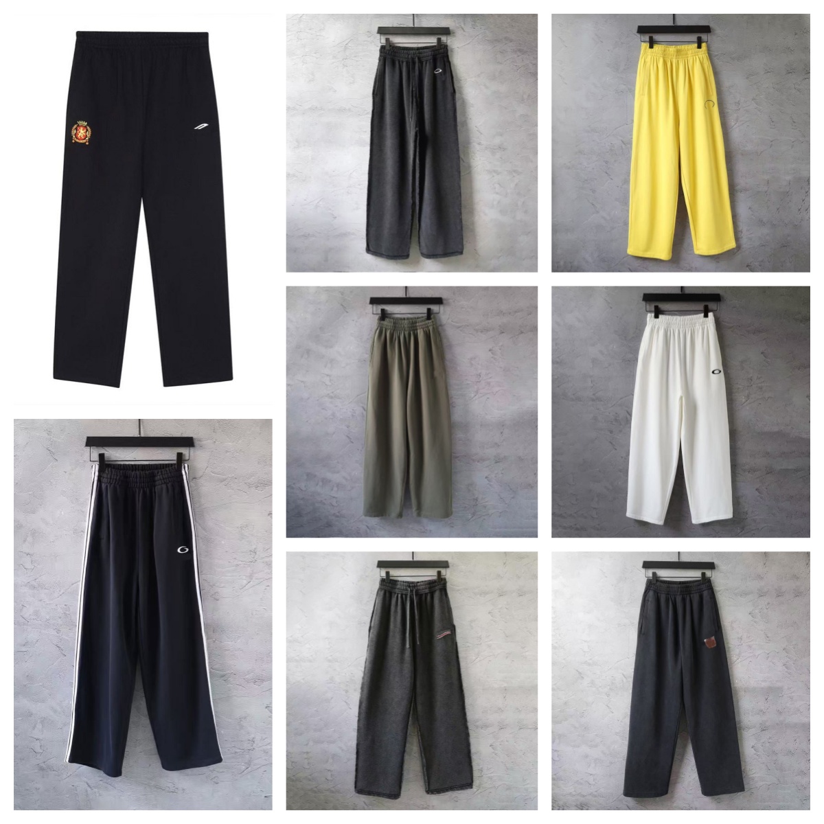 Designer mens sanitary pants high waisted pleated elastic waistband design loose full length straight wide pants legs layered casual home sanitary p