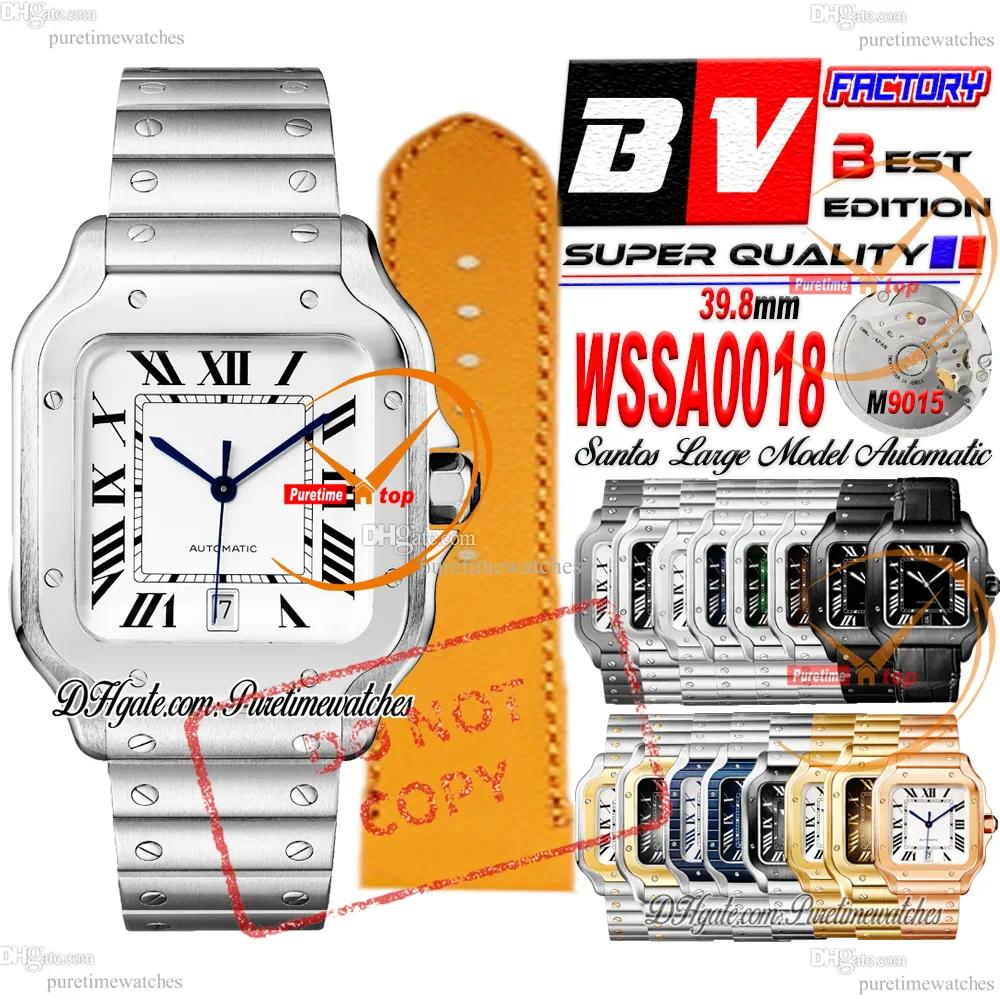 Large SA0018 Miyota 9015 Automatic Mens Watch BVF 40 White Dial Black Roman Markers Stainless Steel Smartlinks Bracelet Puretimewatches CHS Reloj Ho