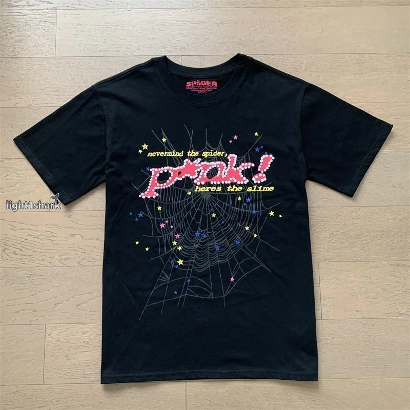 spyder shirts Designer Fashion Brands Young Thug Foam Printing Summer New Short Sleeve Mens Womens Brown Pink Oversized Loose T Shirt Tees Sweat spi