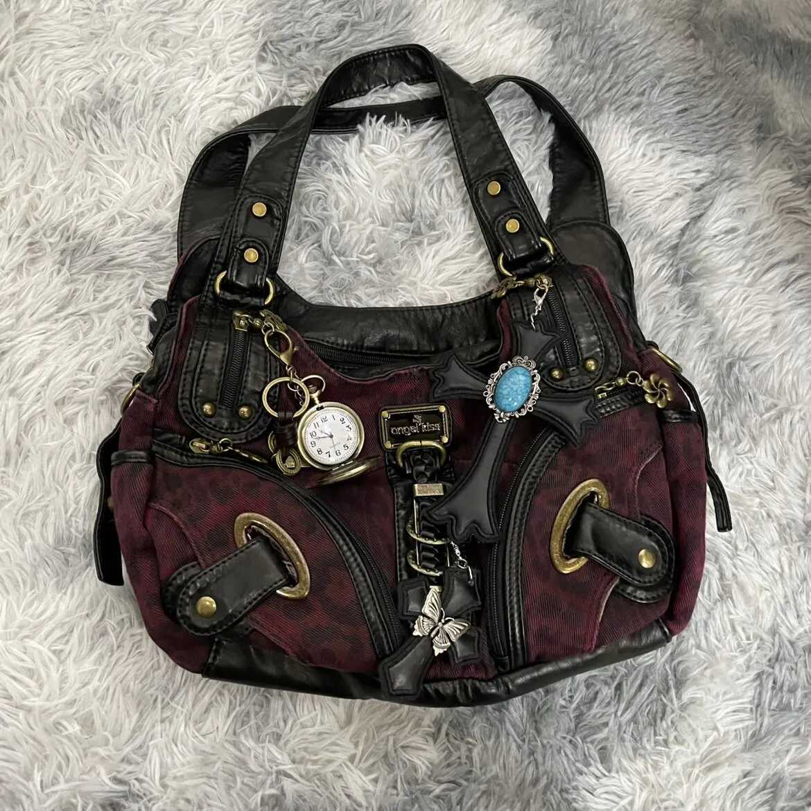 Borse vintage Y2k Grunge Borse da donna Retro Subculture in pelle di grande capacità Borse a tracolla punk da donna Borsa tote estetica Harajuku X26