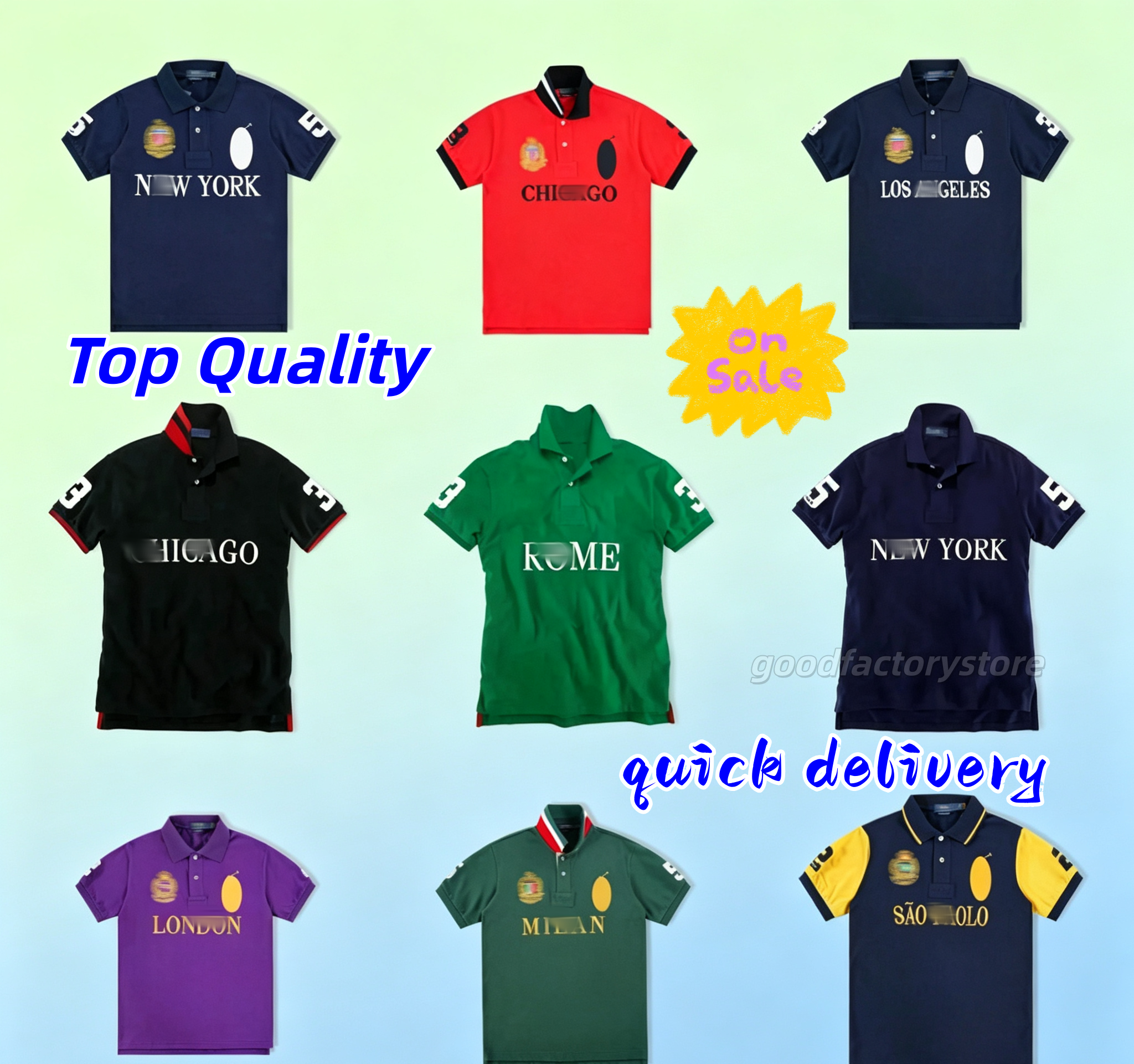 Designer Polo Shirts Men Luxury Embroidered City Name Paris London Short Sleeve Cotton Casual Tee Summer Fashion Unisex Designer Tops Streetwear
