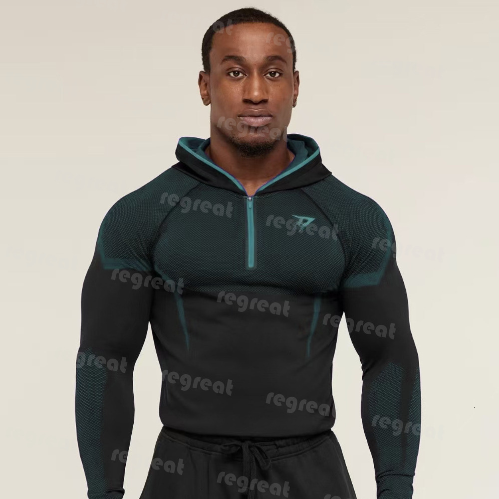 AAA GYM sharkes mens set Training Long-Sleeve Men's Hooded Base Shirt ONYX5.0 Onyx High-Elasticity Cycling Fitness GYM sharkes mens men set T-S