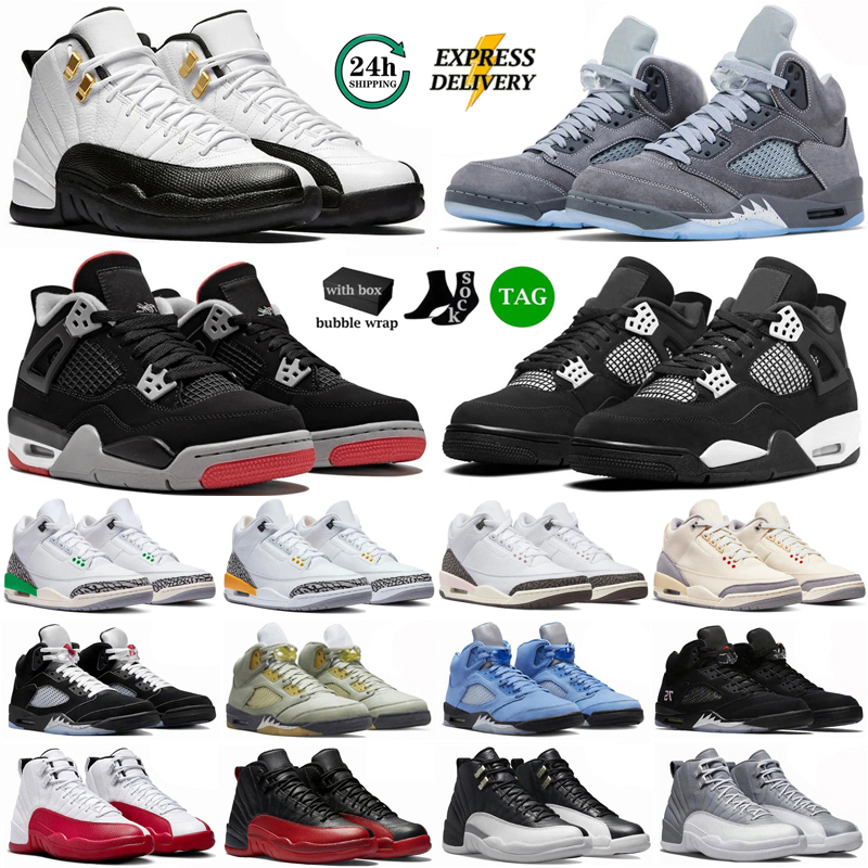 With Box Basketball Shoes 3s 4s 5s 11s 12s Designer Shoes Platform Sports Shoes Classic Black Cat Cool Grey Bred Military Black Mens Womens Fashion