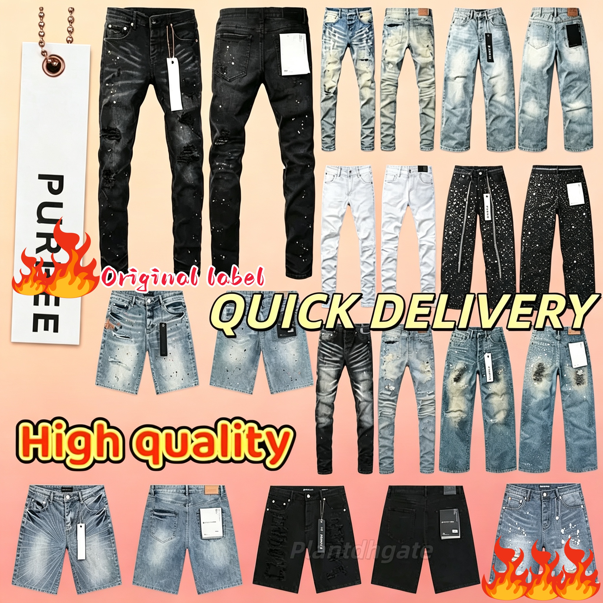 5A Purpllees Jeans Designer Mens Jeans Shorts Summer Fashion Trousers Beach Pants High Quality Street Wear Denim Jeans Purplles Shorts