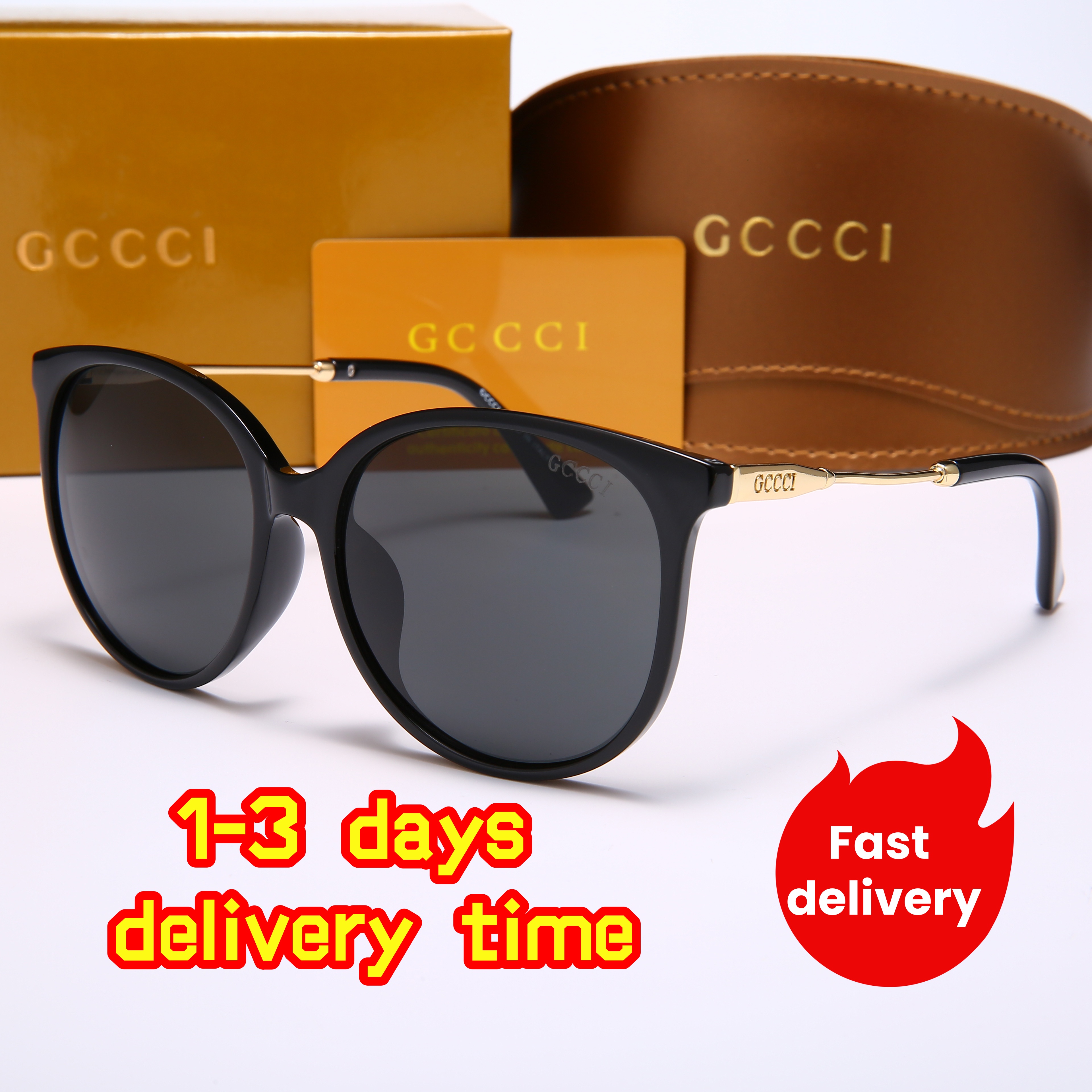 Luxury 0588SK Cat-Eye Signature Gcc Sunglasses For Women Designer Luxury Sunglasses Square Double Bridge Gold Frame Gradient Brown Lens UV400 Fashio