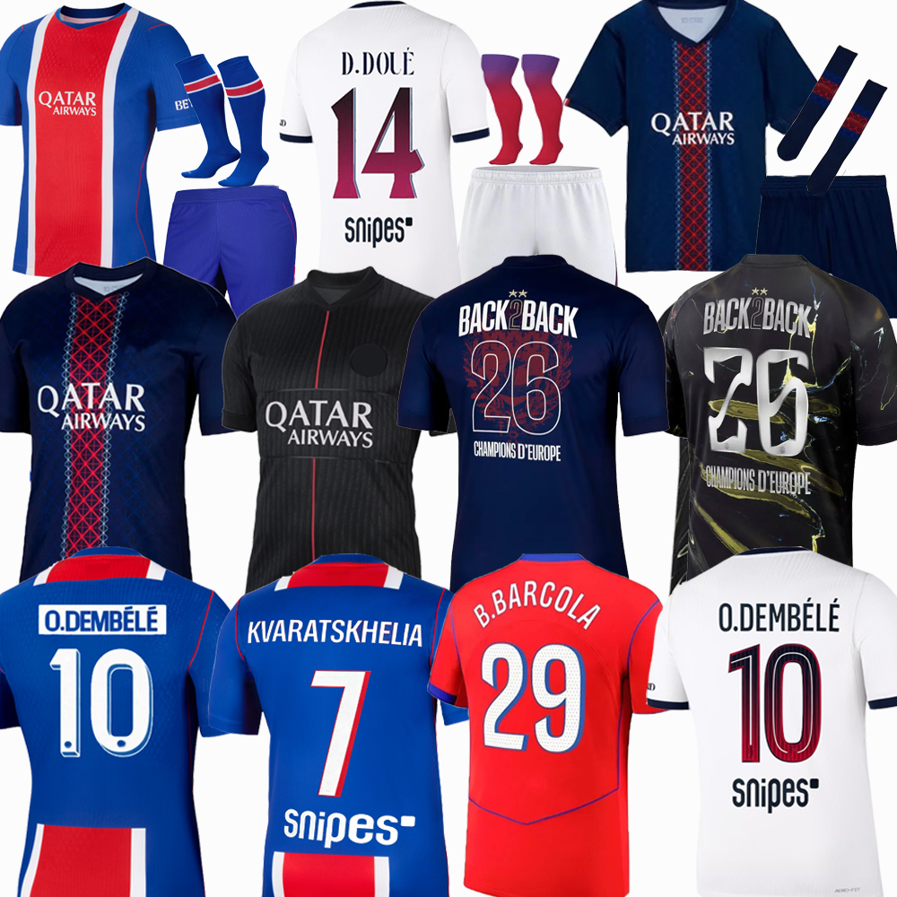 25 26 27 Soccer Jersey Ousmane Dembele Kvaratskhelia Maillot De Football Shirt Top Gianluigi Donnarumma Kids Kit Paris St Germain Jersey Foot Camise