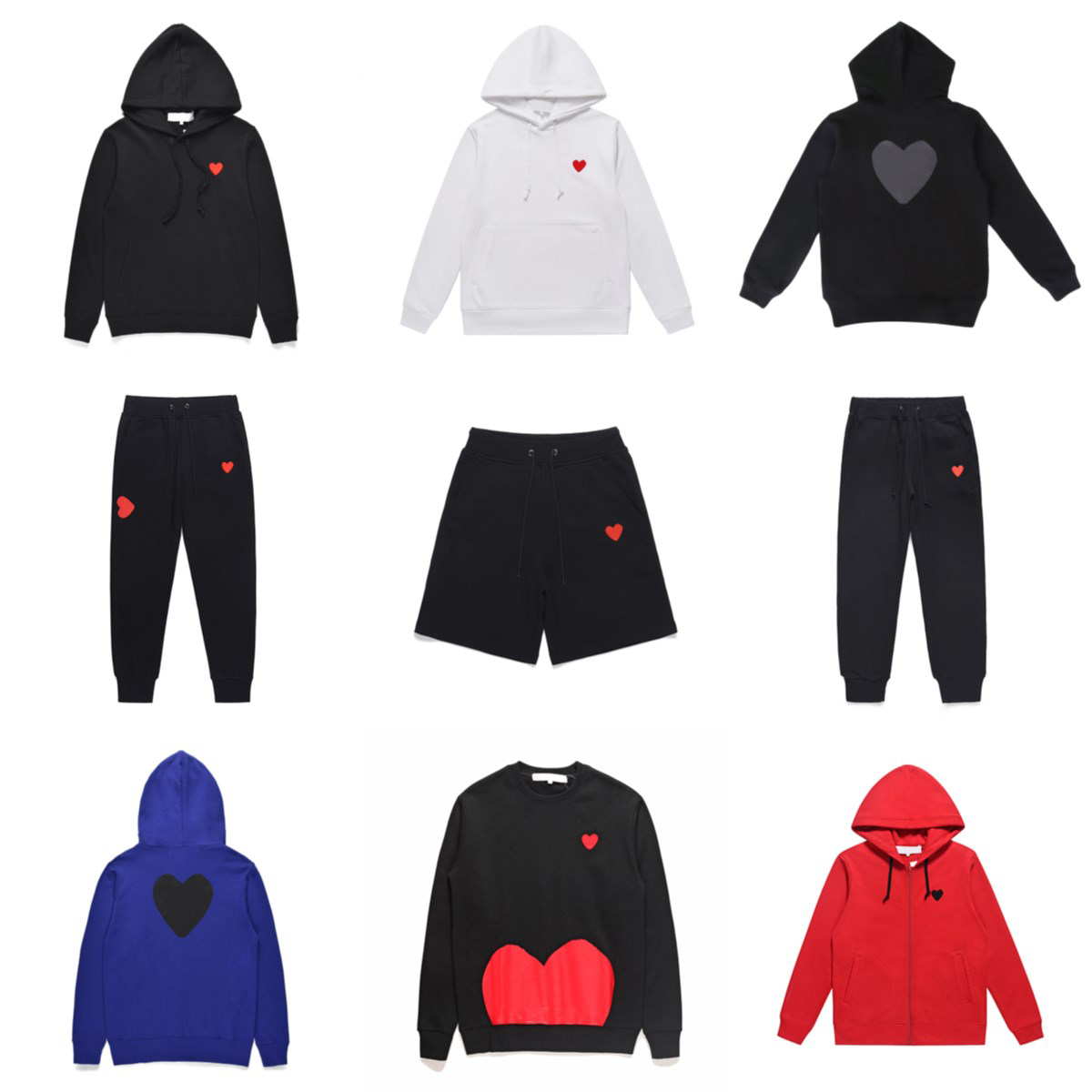 hoodies designer men commes zipper coat women play tracksuits Casual commedegarcon Red Heart Eyes print zipper coat cotton sweat pants Embroidery lo