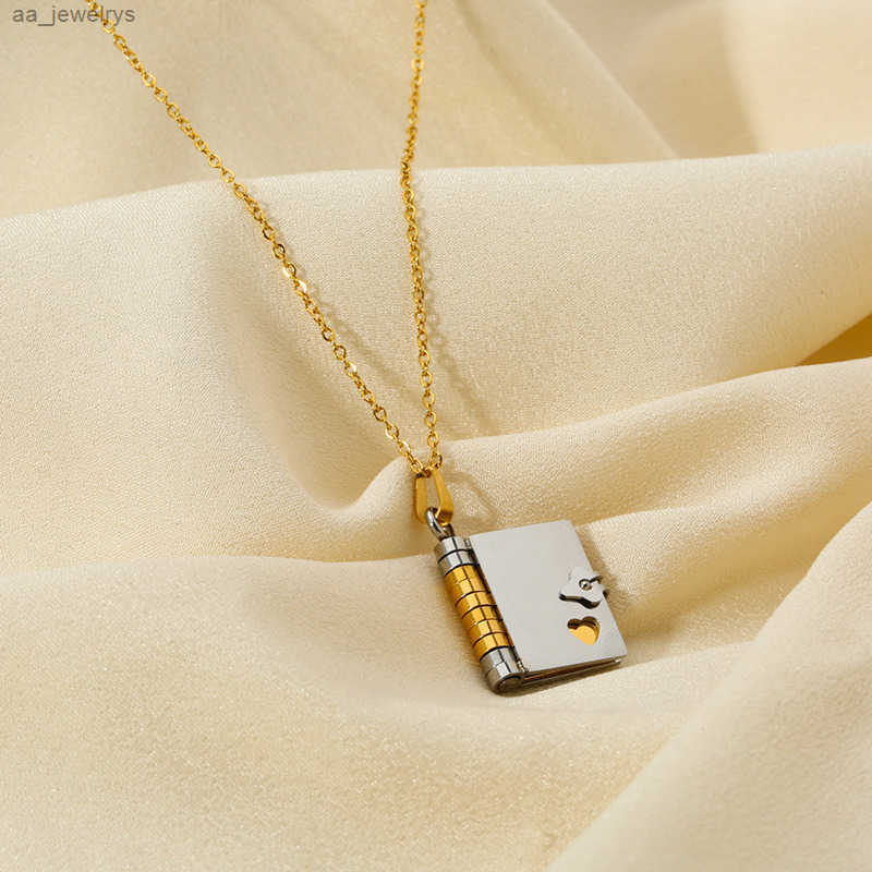 Styles Designer Book Can Open Pendant Lovers New Personality Necklace Collarbone Chain Jewelry Gift Gold Sier Stainless Steel Wholesale