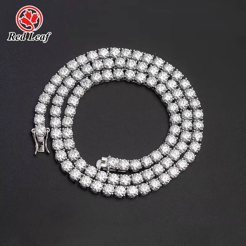 Redleaf Jewelry 925 Silver Moissanite Diamond New Fashion White Color Tennis Chain Bracelet