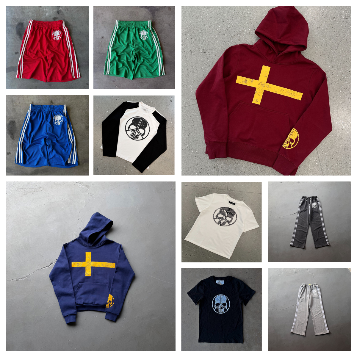 Men's Hoodies PeaceIn Hoodie Gothic Hip Hop Cotton Skull Cross Printing Casual Hooded Washing Series High Quality Rock Sport Trousers Men Sets