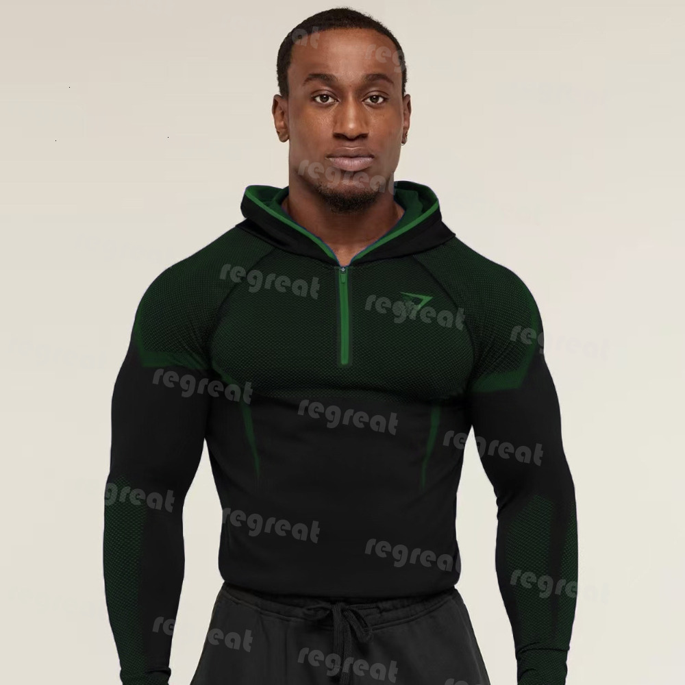 AAA GYM sharkes mens set Training Long-Sleeve Men's Hooded Base Shirt ONYX5.0 Onyx High-Elasticity Cycling Fitness GYM sharkes mens men set T-S