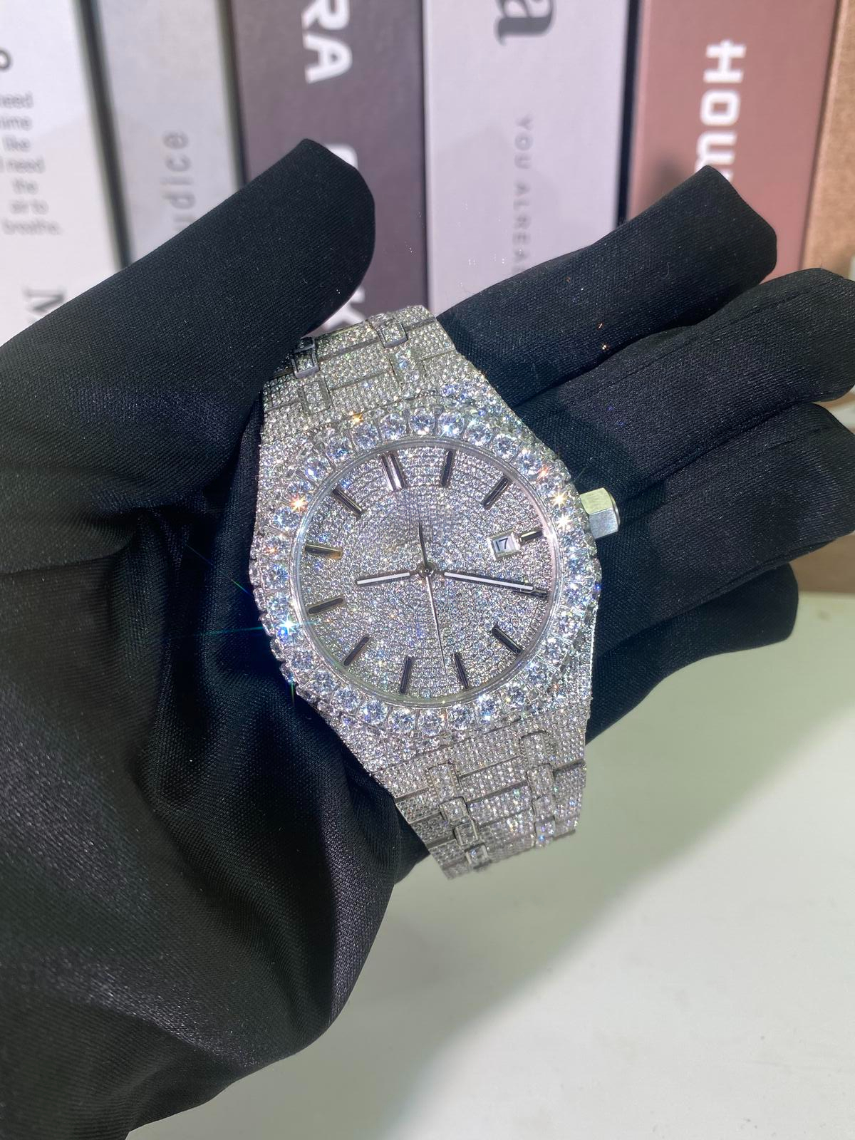 Vvs moissanite moissonite testwatch iced outmoissanite watch high qualitydiamond watchiced out watchAAAAA+ grade diamond