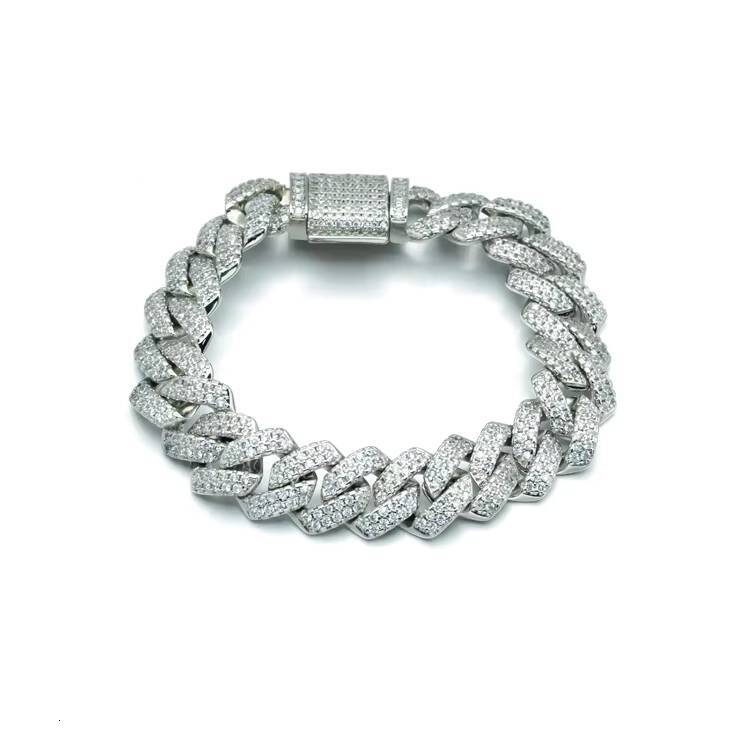Vintage Style S925 Moissanite Iced Out Cuban Link Chain Men's Bracelet
