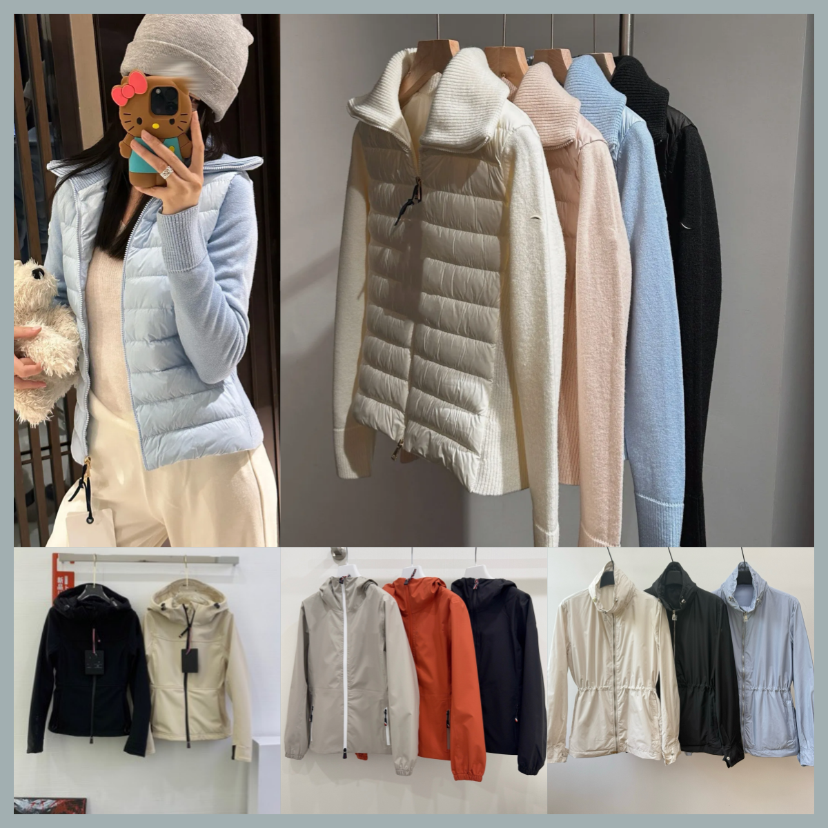 Women Knitted Down Jacket Waist Drawstring Windbreaker Slim Stand Collar Ski Snowboard Coat Outdoor Windproof Solid Color Hiking Parka