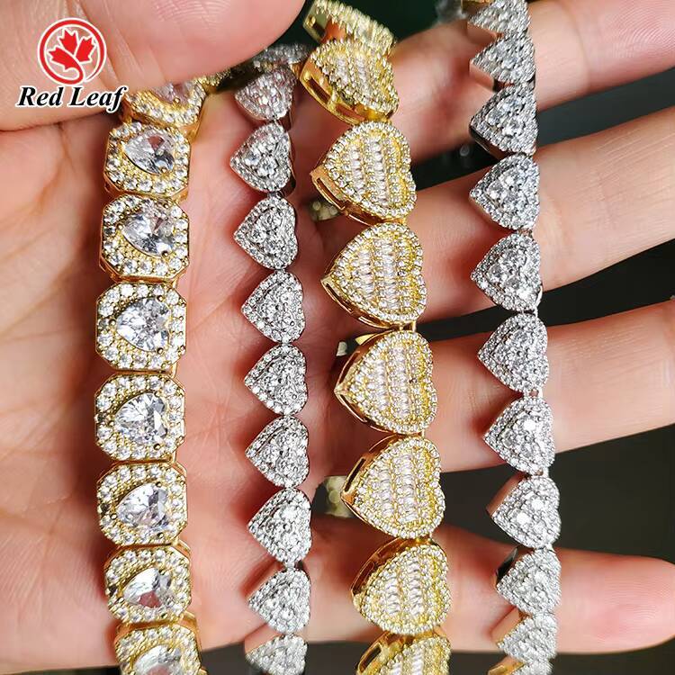 Redleaf Wholesale 3mm Round D VVS1 Link Fast Delivery 925 Silver Moissanite Tennis Bracelet & Bangle