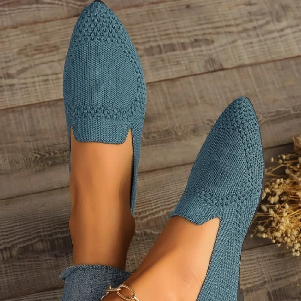 Autumn Outwear Solid Color Oversized Shallow Cut Shoes Womens Knitted Comfort Flat Shoes Women 260727