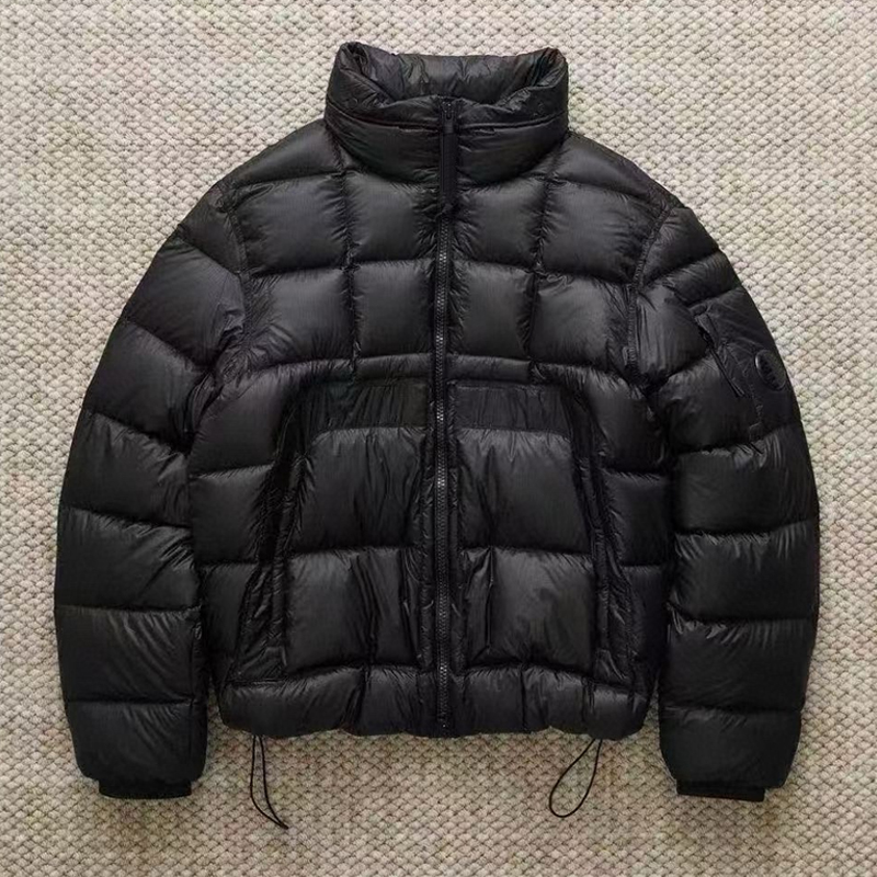 Veste doudoune minimaliste cousue en grille, tissu D Shell haute densité, col montant, coupe ample, résistant au froid, vêtements de travail quot
