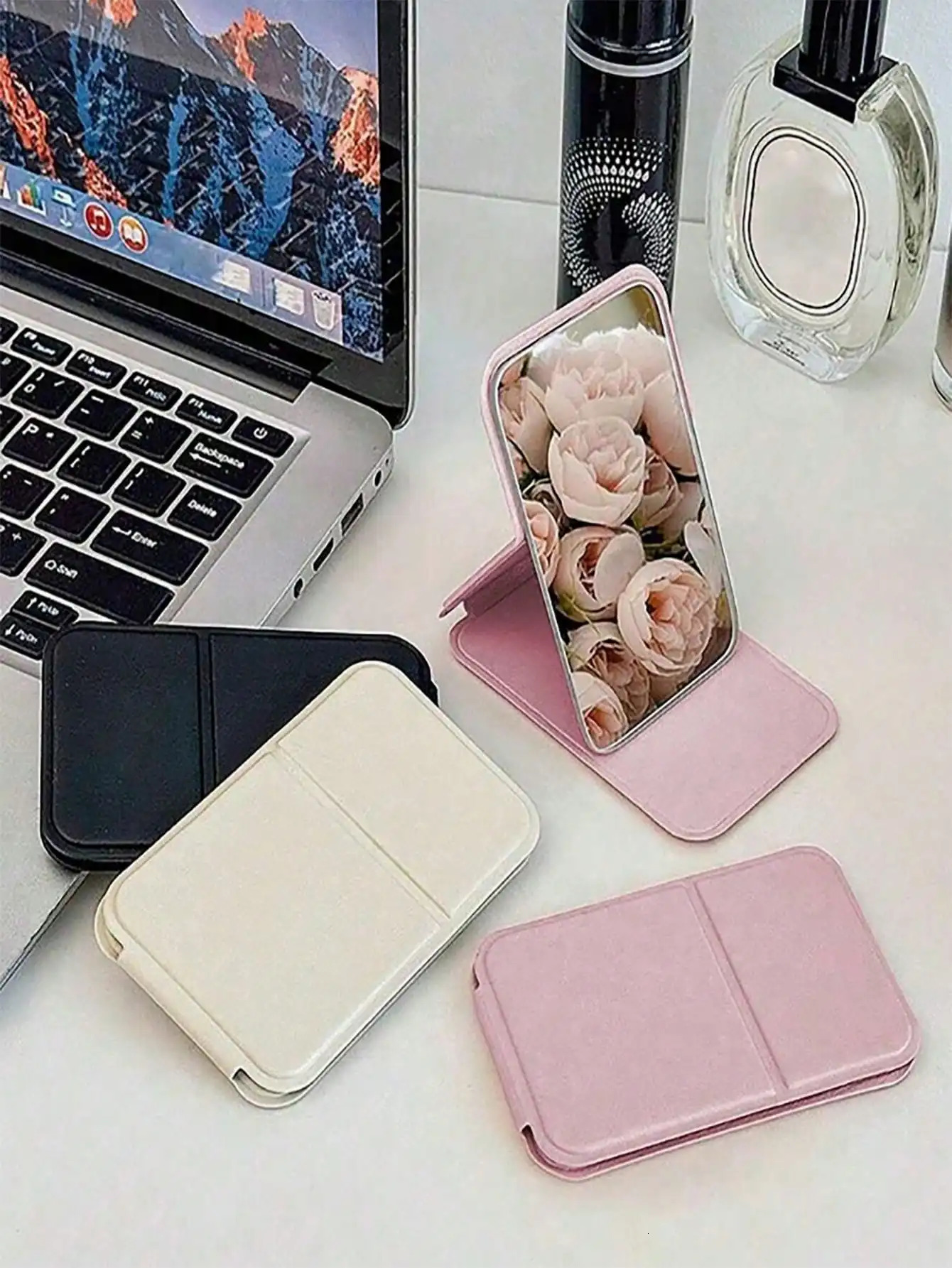 Portable Foldable PU Leather Travel Mirror Compact Handheld Makeup Mirror Daily Travel Essential Gift 260723BJ