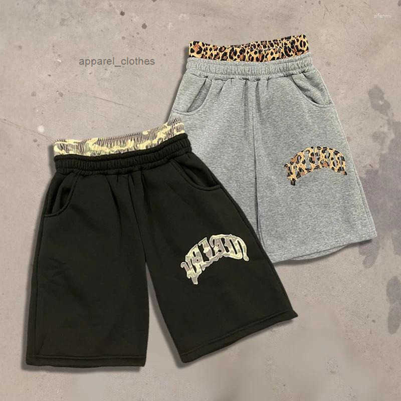 Mens Shorts Leopard Camouflage Print Waistband Sweat Men Casual Loose Fit Heather Grey Summer Streetwear With Embroidered