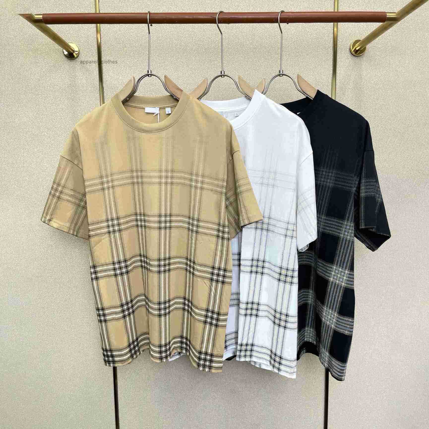 Designer luxurious high-quality mens T-shirt Polo shirt classic retro plaid printed T-shirt for men round-neck short-sleeve summer loose casual cott