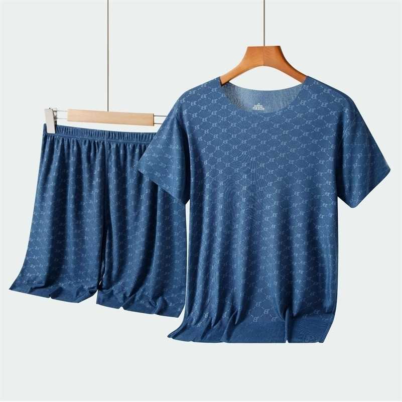 Mens Summer Pajamas Homewear Set Ice Silk TShirt ShortSlved Casual Pajamas Mens Pajama Trousers Thin S260924TNB1