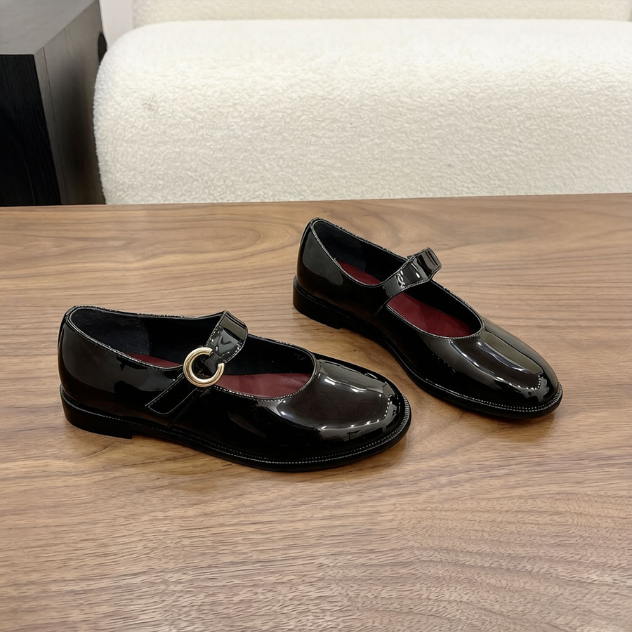 Chaussures habillées de créateur femme Mary Jane chaussures classiques en cuir verni talon plat bout rond/carré chaussures formelles chaussures d
