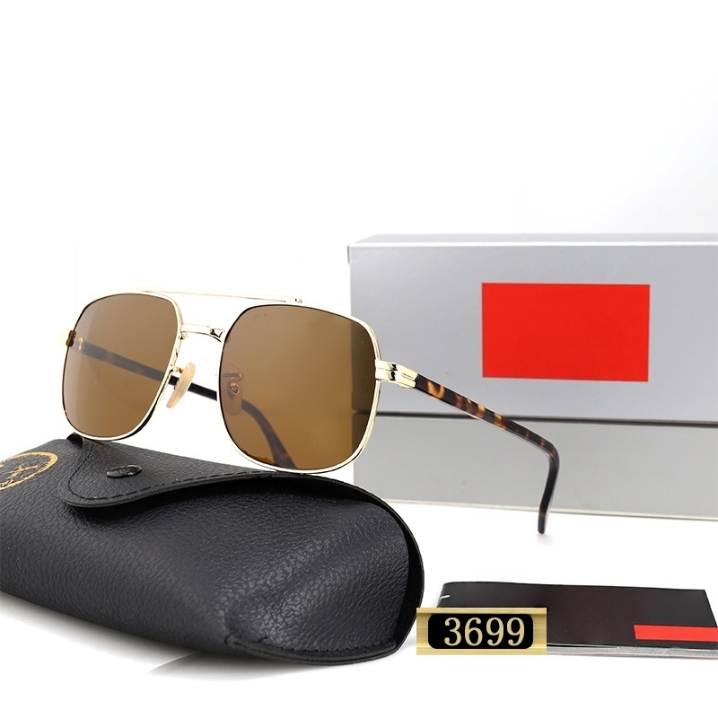 Designer Double Bridge Square Sunglasses Men Women Solid Full Metal Frame Clear Glass Lens UV400 Driving Shades Vintage Outdoor Fashion Eyewear