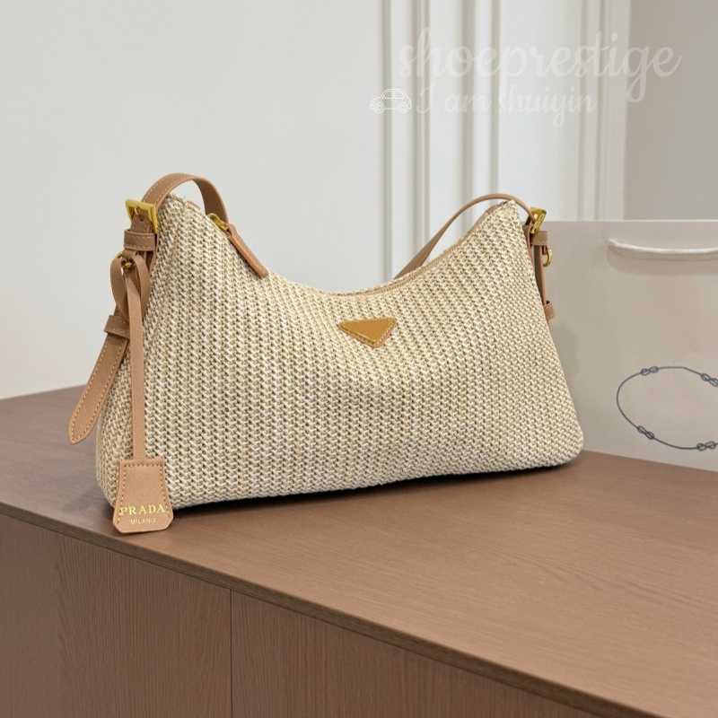 High end handmade straw shoulder bag fashionable designer crossbody bag suitable for women's travel shopping outdoor and summer occasions