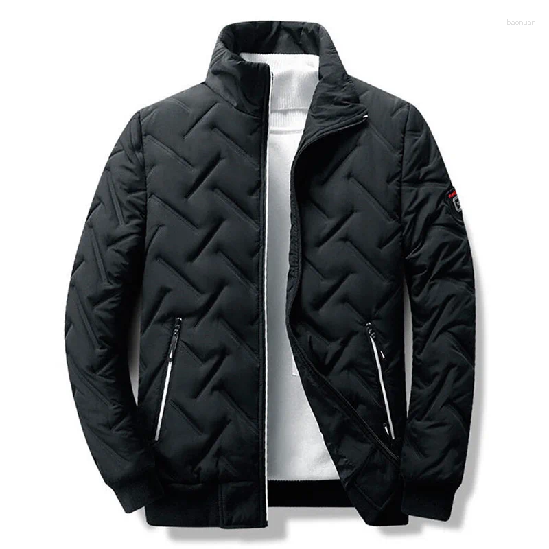 Men's Down Winter Coats Casual Solid StandCollar Lightweight Parkas Coat Jacket Long Sleeve Windbreaker Padded Men Cold Jackets a8