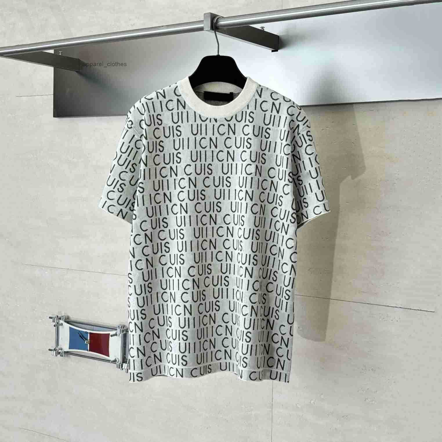 New high-quality designer brand clothing classic full print jacquard short sleeved round neck knitted shirt fashionable casual mens and womens short