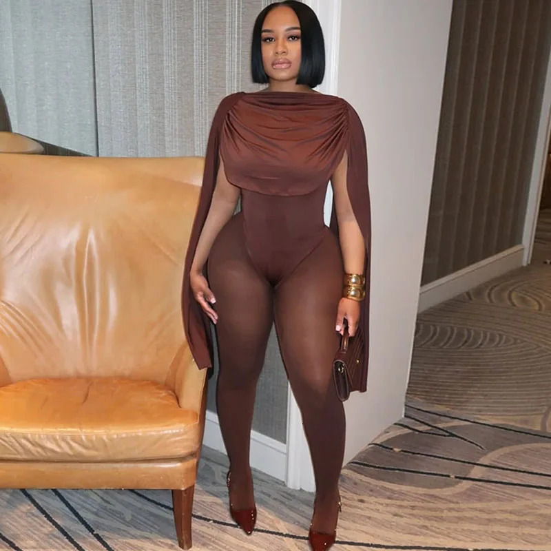 Solid Patchwork Bandage Ruched Jumpsuit Woman Elegant Sleeveless Strecth Sheath Evening Romper Women Jumpsuits Combinaison Femme 260727BJ