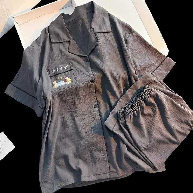 Letter Dog Mens Pyjama 2 Piece Suit Plus Size Casual Soft Pajamas Set Summer Slpwear 260525 S260924Q9KN