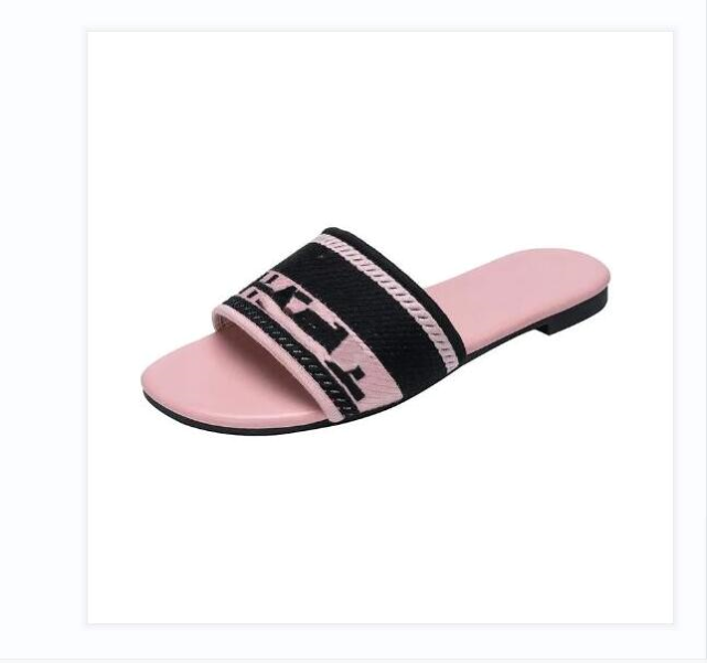 Slippers Womens Sandal Summer Beach Stripes Casual Flat Slippers Sliders women ladies flip flops Embroidery Double YYT