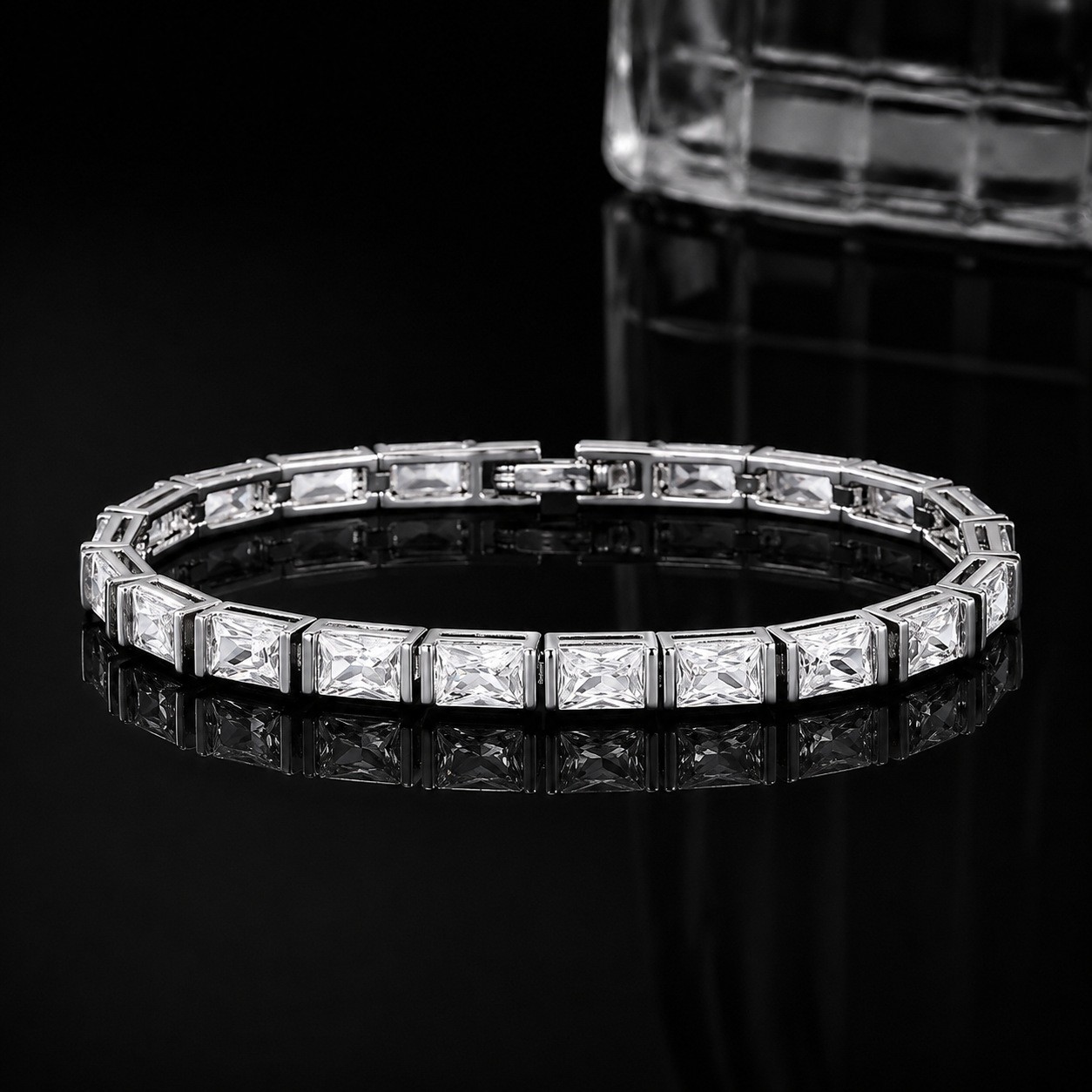 Choucong 18K Gold Fill Baguette 5A Cubic Zirconia Tennis Women Sparkling Rectangle CZ Diamond Link Bracelet Luxury Wedding Jewelry Gift