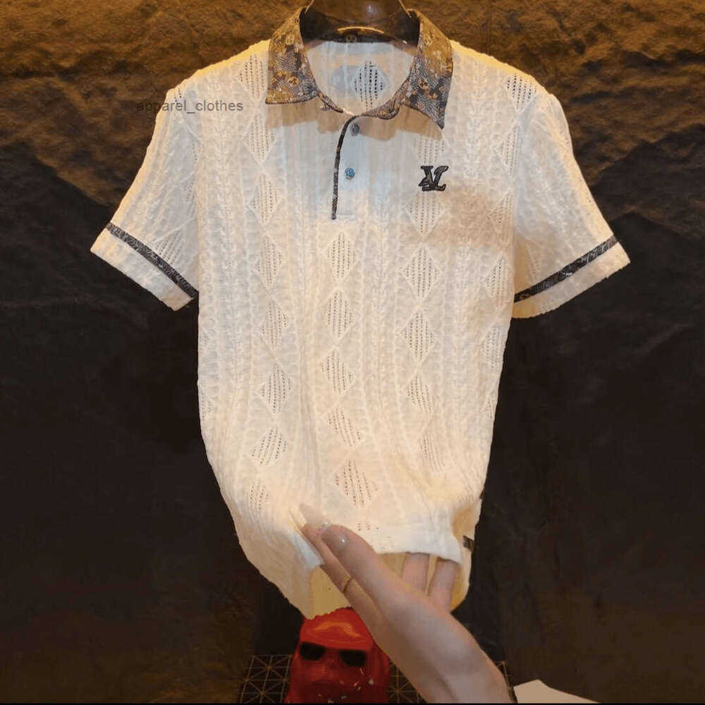 2026 High-End Luxury Embroidered Turn-Down Collar Short-Sleeve Polo Shirt New Summer Cool Business Style Mens Half-Sleeve Top