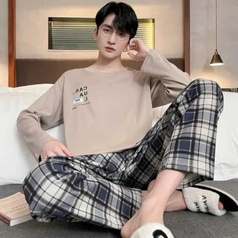 Size Plus Men Pajama Set Long Slve Long Pants dent Loose Casual Slpwear Loungewear Two Piece Set Cartoon Nightwear250904 S2609247HN6