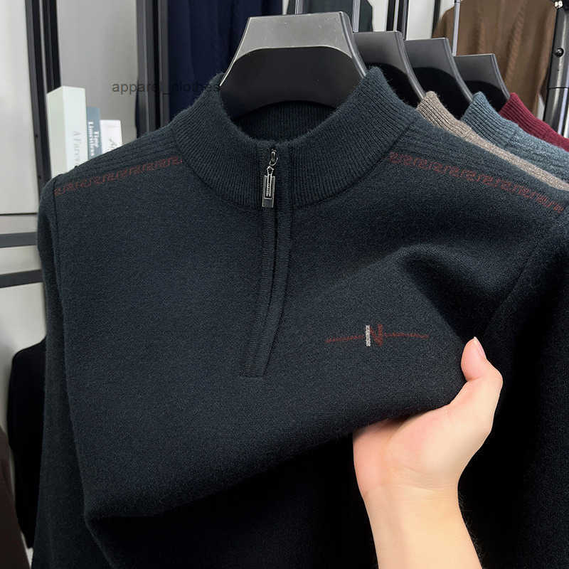 Designers Luxury Half Zipper Stand Up Collar Knitted Sweater For Men 2026 New Style Casual Sports Fashion Mens Woolen Sweater Autumn/winter Mens Top