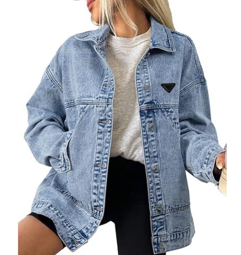 women designer jacket fashion long sleeve Lapel Neck jeans jackets Luxury womens denim coat