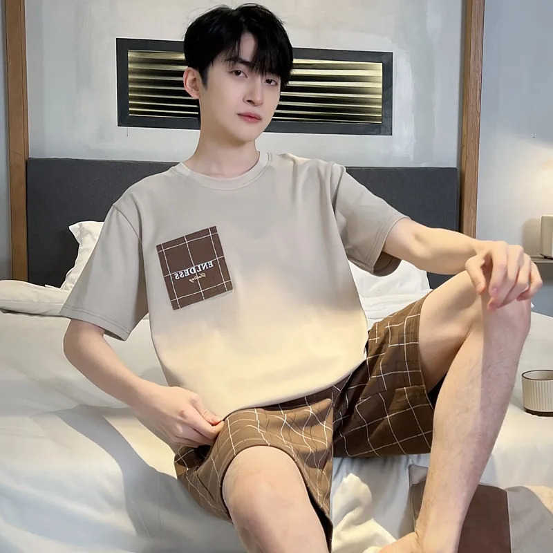 Pieces 2 Set Mens Summer Cotton Pajamas Set Big Size 4XL 5XL Short Slping Pants Slpwear Male Casual Nightwear pyjama S260924V5NM