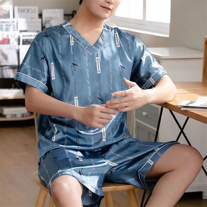 Size Large Men Homewear Ice Silk ShortSlved Shorts dent Pajamas with Letters Loose 3xl ShortSlved TwoPi250827 S2609241AKT