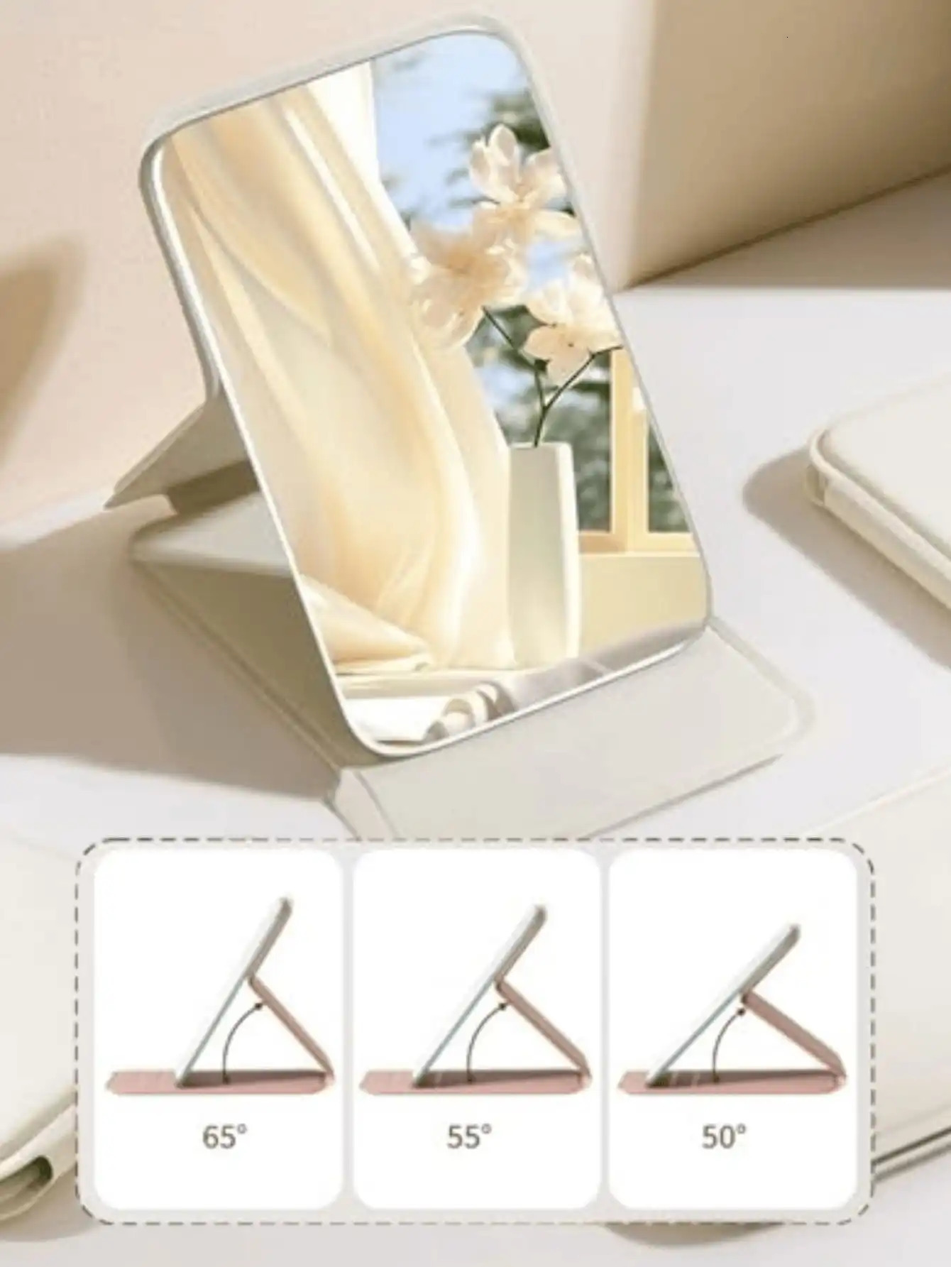 Travel Essential Cosmetic Accessory 1PC PU Leather Foldable Compact Makeup Mirror Portable Holiday Gift 260723BJ