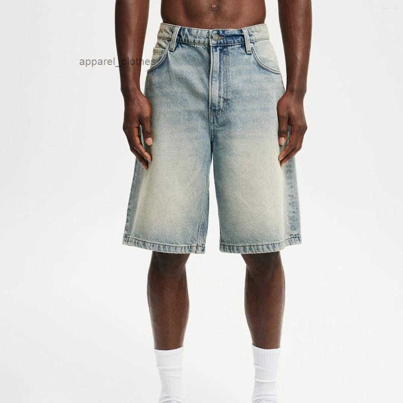 Mens Shorts Casual Knee Length Denim Fashion High Waist Loose Fit Baggy Jean For Summer Daily Streetwear