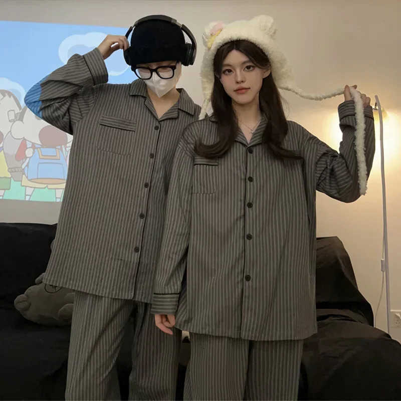 Sets 2 Couple Models Peter Rabbit Pajamas Female Cotton Longslved Mens Striped Twopiece Homewear 260327 S260924Z2GB