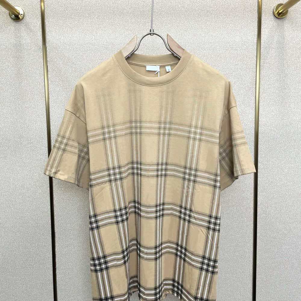 Designer luxurious high-quality mens T-shirt Polo shirt classic retro plaid printed T-shirt for men round-neck short-sleeve summer loose casual cott