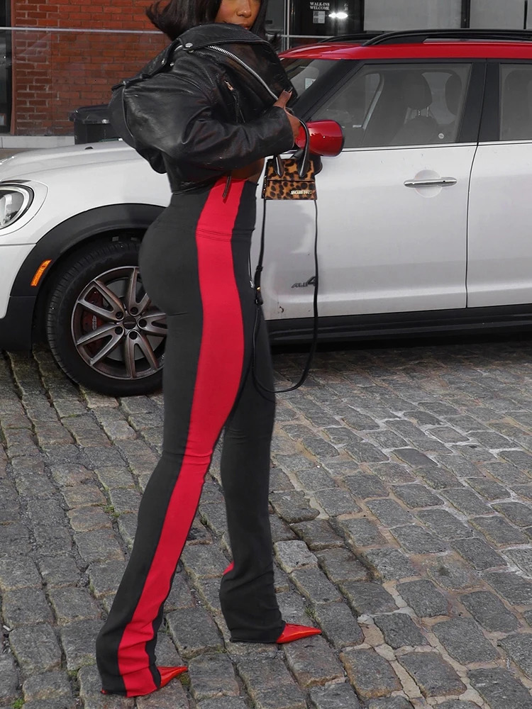Weird Puss Ankle Split Long Pants Women Patchwork Sporty High Waist Skinny Streetwear Simple Fall Fashion Casual Basic Trousers 260729