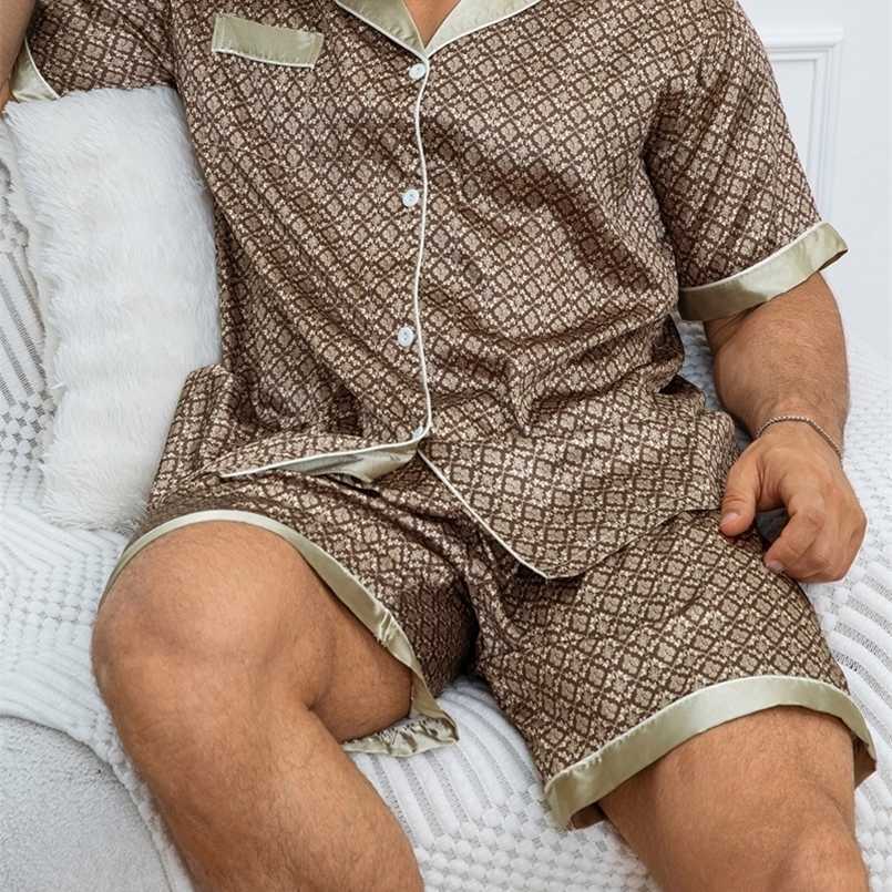 Pigiama da uomo con stampa scozzese Set corto con risvolto e pantaloncini elastici perfetti per l'estate Slpwear Loungewear Pjs S2609245B06